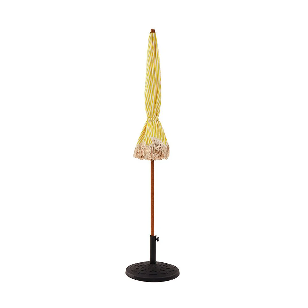 Gabriel Yellow and White Striped Fringed Parasol with Tilt - Image 8