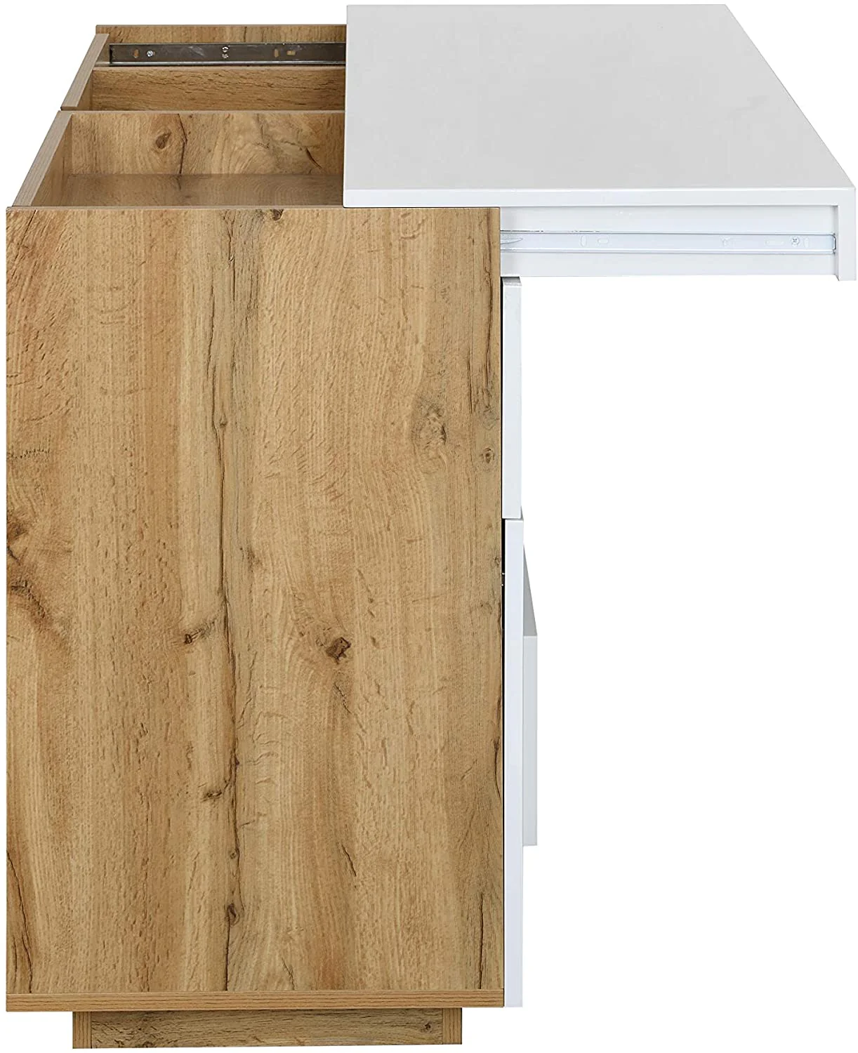 Yukon High Gloss White 2 in 1 Desk or Sideboard with Extendable Top - Image 7