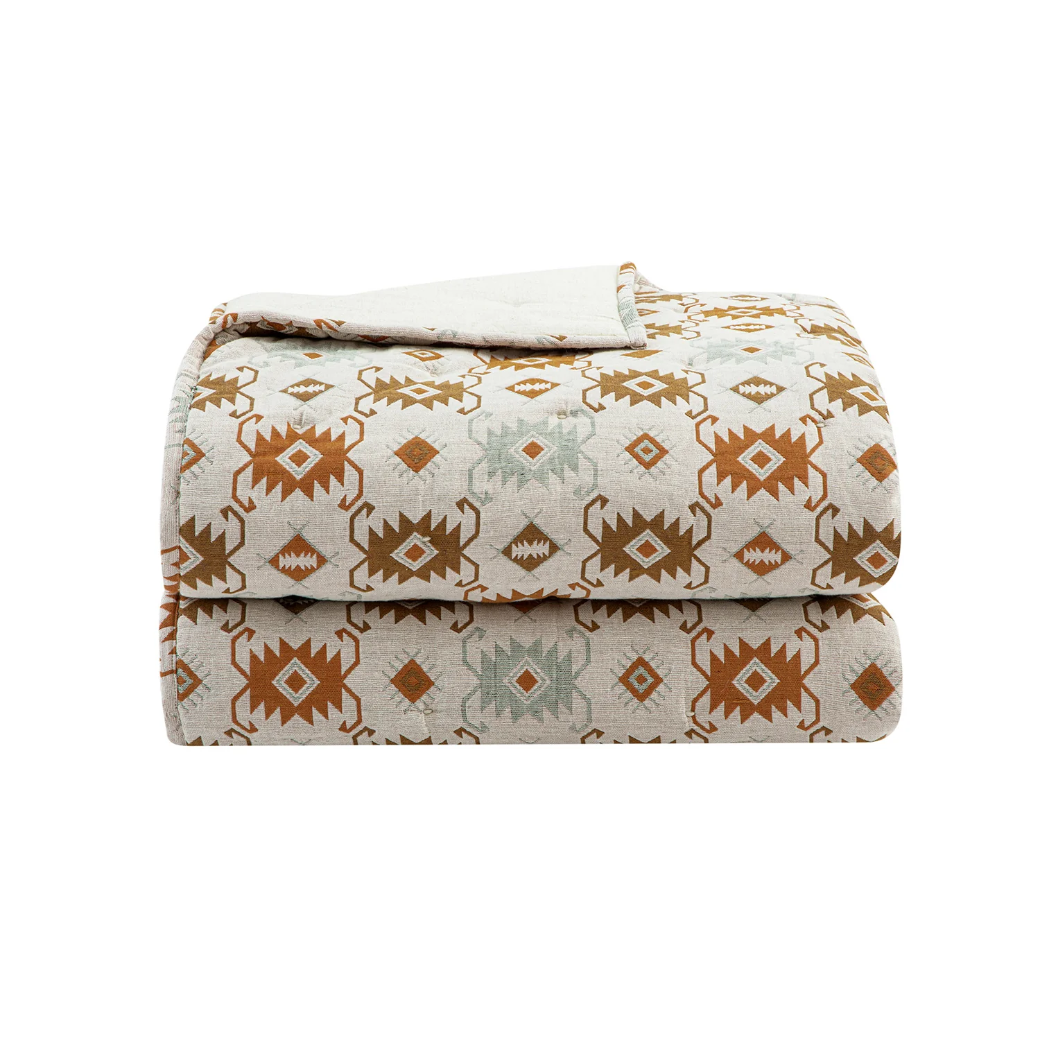 Zaniyah Aztec Jacquard Hand Quilted Cotton Bedspread - Image 2