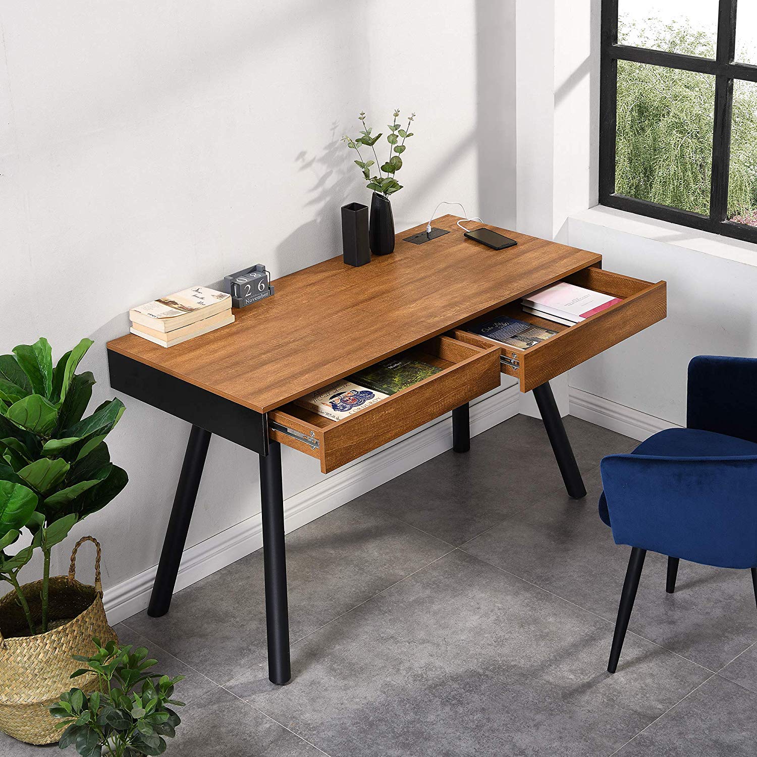 ZERMATT Smart Desk with Built-in Bluetooth/USB Speaker & Charger - Image 2